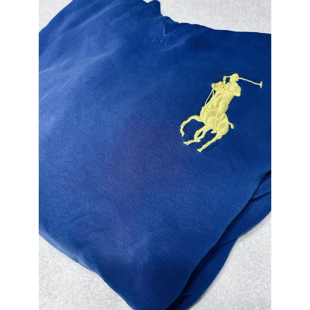 Polo Ralph Lauren Big Pony Hoodie Men's 3XLB Royal Blue 3 On Sleeve Fleece VTG